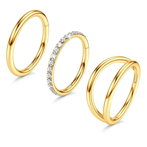 Unisex Rhinestone Decorated Nose Ring, Casual Stainless Steel Body Jewelry for Party, Daily Clothing Decor for Men & Women, Thoughtful Gift, Nose Rings Set