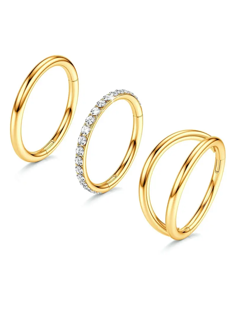 Unisex Rhinestone Decorated Nose Ring, Casual Stainless Steel Body Jewelry for Party, Daily Clothing Decor for Men & Women, Thoughtful Gift, Nose Piercing Jewelry