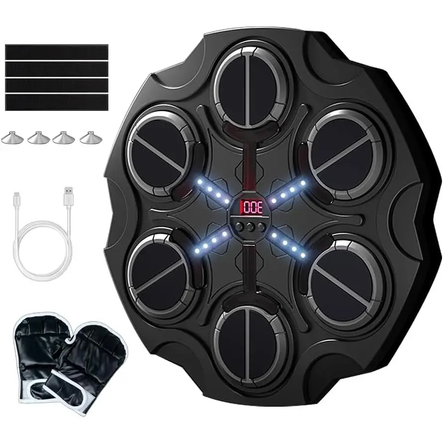 2026 Music Boxing Machine, Smart Bluetooth Boxing Trainer Machine with Gloves, Adjustable Speed Boxing Wall Mount Machine for Kids Adults, Boxing Workout Equipment Target for Home, Office, Gym