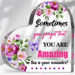 Flower Pattern Acrylic Ornament, Creative Desktop Decoration, Inspirational Acrylic Ornament for Home Office, Gift for Friend, Daughter, Mom, Coworker, Sister