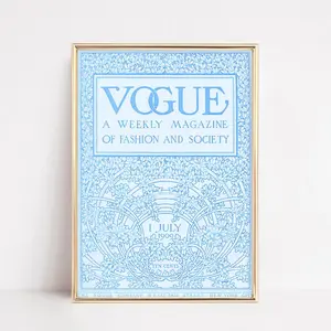 VINTAGE Vogue Magazine Cover Print, Antique Art Print, Modern Blue Art, Vintage Vogue Wall Art