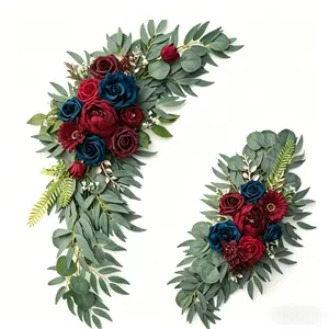 Nordic Artificial Flower Wall Decor, Eucalyptus Leaf Rose Hanging Ornament, Living Room Bedroom Background Decoration, Wedding Party Display