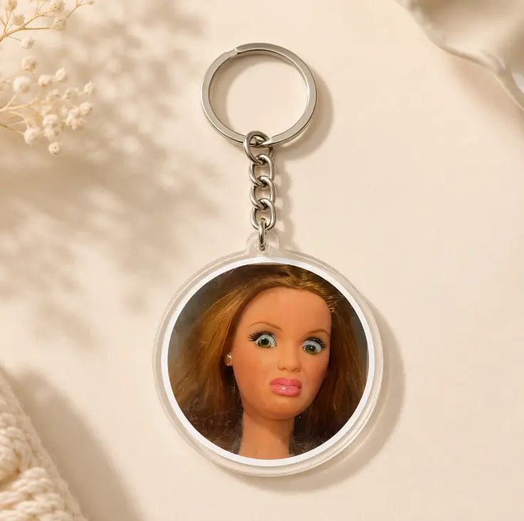 Funny Doll Keychain, Meme Face Keychain, Funny Girl Key Ring, Viral Meme Bag Charm, Cute Acrylic Pendant, Funny Gift for Friends, Backpack Accessory