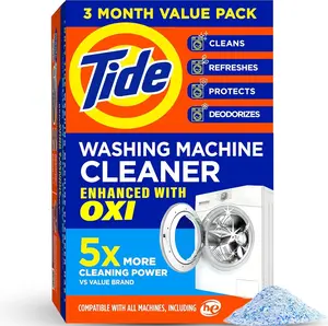 Washing Machine Cleaner by Tide, Washer Machine Cleaner with Oxi for Front and Top Loader Washer Machines, Deep Cleaning Odor Eliminator, 3 Month Supply Household