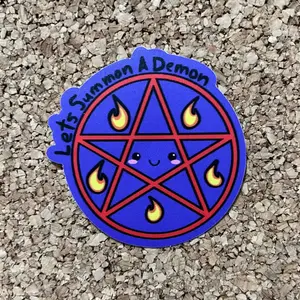 Lets Summon A Demon Funny Occult Pentagram Sticker 2.5" Mischief Mayhem Novelty for Laptops Water Bottles Skateboards