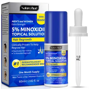 Natureziran 5% Minoxidil Topical Solution 60ML, thickening regrowth formula, Minoxidil Drops for Hair Care, Makes Hair Thicker, Unisex, Suitable for Men and Women, Visibly Thicker Hair