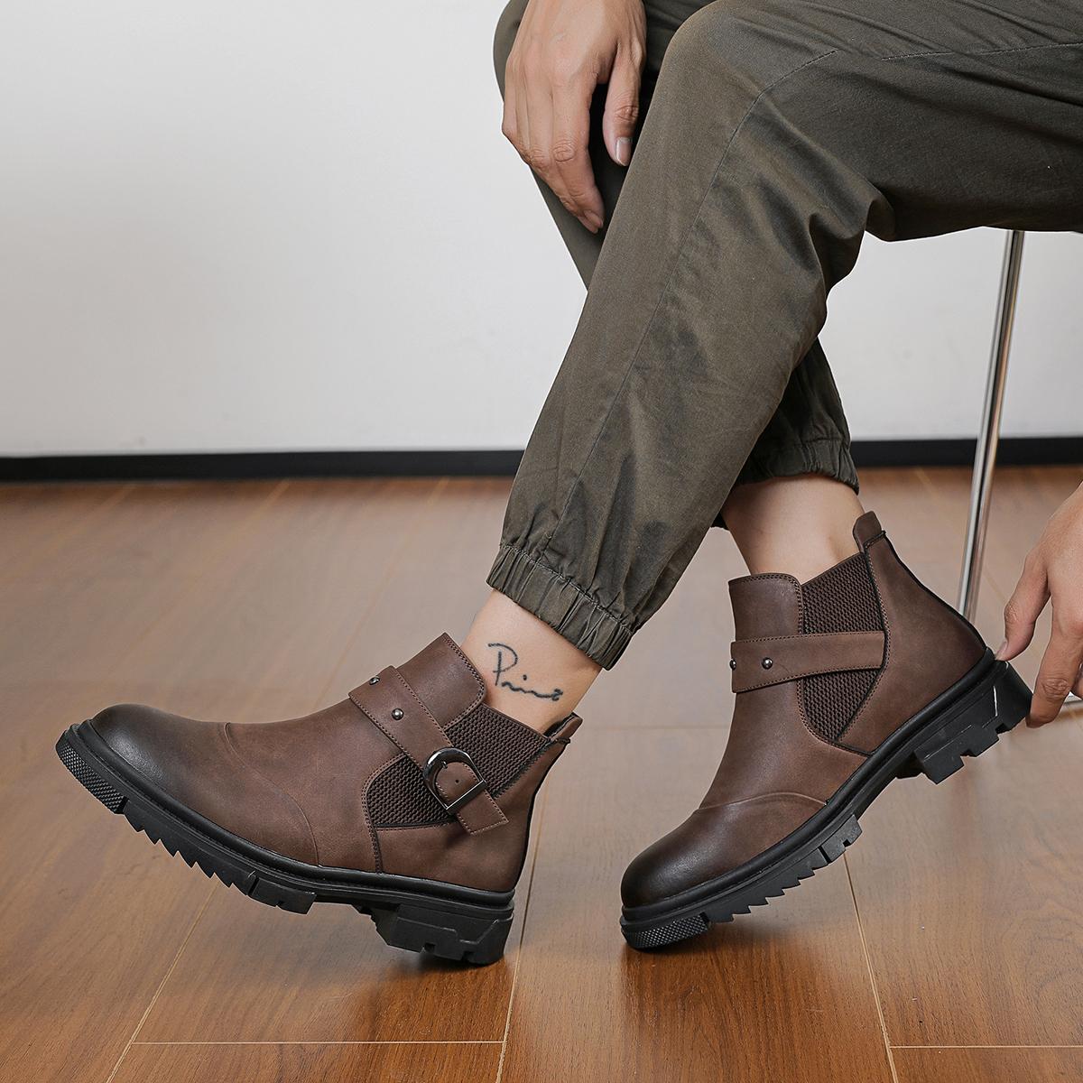 Men’s loafers, high-heel ankle boots, non-slip men’s shoes, trendy men’s boots, durable, stylish, retro, classic men’s shoes