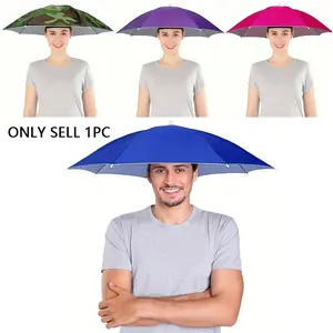 Head Mounted Umbrella Hat, Elastic Headband, UV Protection, Rain Proof, Sun Protection, Convenient Carry, Ideal for Camping and Fishing, Lightweight Foldable Umbrella, Portable Folding Umbrella, Umbrellas for Rain, Outdoor Umbrellas