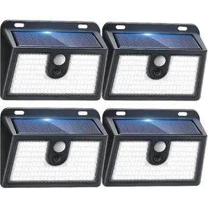 [4 Packs] Solar Motion Sensor Outdoor Lights, Super Bright Solar Lights Outdoor Waterproof, 3 Lighting Modes Security Wall Light for Outside Walking Dog Fence Backyard Deck Garden Door Step Garage