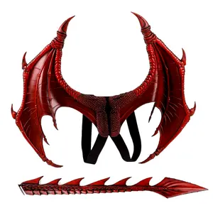 Premium Cool Realistic Evil Dinosaur Wings & Tail Set, Synthetic Rubber Wings & Tail Props In 2 Colors, Halloween Carnival Cosplay Photo Props, Bar Club Rave LARP Party Supplies, Stage Performance Accessories