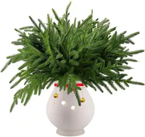12 Pcs Christmas Norfolk Pine Branches: 18 Inch Artificial Faux Realistic Real Greenery Cedar for Vase DIY Craft Wreath Indoor Home Decorations