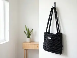 Crochet black tote bag Crochet black tote bag