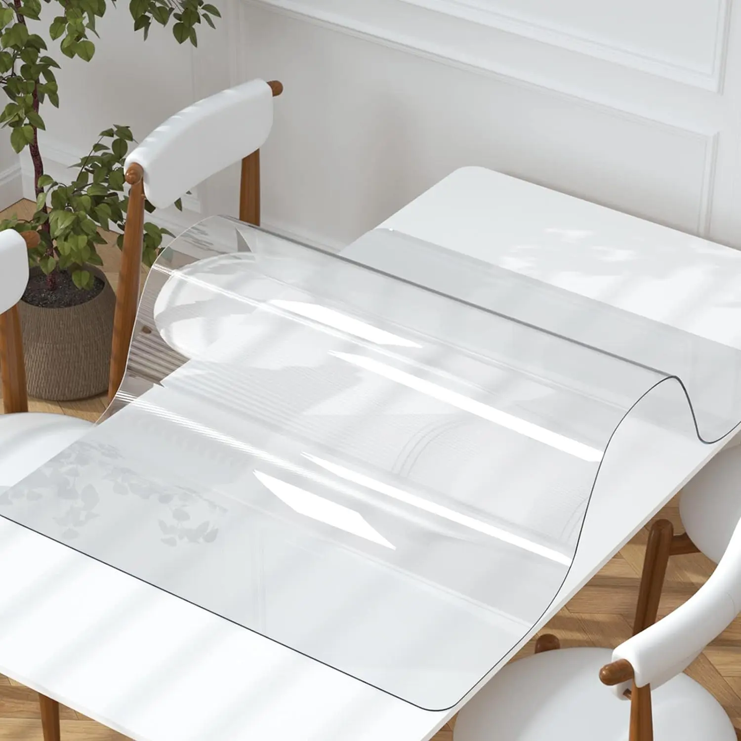 PVC Transparent High-Elasticity Table Mat - Pencil Custom-Cut, Easy to Lay, Scratch-Resistant, Scuff-Proof, Antique Furniture Protector for Multiple Table Types & Temporary Events
