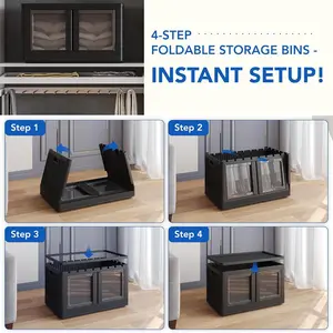 FLEXIMOUNTS 228 QT Stackable Storage Bins With Lids, Collapsible Plastic Storage Bins, Closet Organizers and Containers with Doors and Built-in Wheels For Home, 3 Pack Cubes, Black