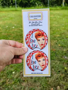 I Love Lucy Car Coasters, Neoprene Drink Coasters for Car Cup Holders (Set of 2)