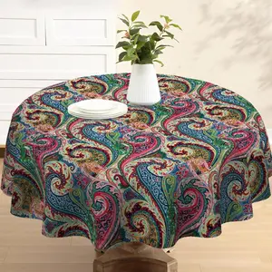 Floral Print Tablecloth, Round Tablecloth, Table Cover for Kitchen, Dining Room, Small Gathering, Picnic Table, Table Decoration Supplies