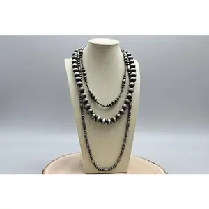 Western Faux Sterling Pearl Necklace Set - 18, 22 and 26 inch set