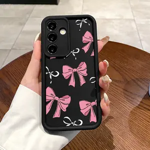 Phone case for Samsung S24 ultra plus S25 S23 S22 Ultra Pluss Pink Bow  Advanced fashion gift Anti-Scratch Shockproof TPU Bumper Drop-proof Cover Suitable for Samsung S24 FE
