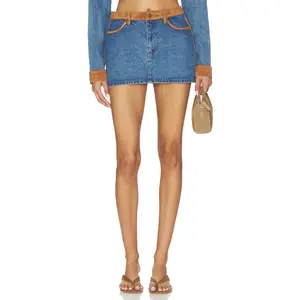 Show Me Your Mumu Dawson Skort in Indigo With Faux Suede