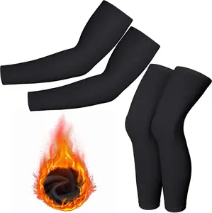 Boyiee 4 Pcs Thermal Arm Warmer Cycling for Men Women Full Length Warmers Arm Sleeves Leg Compression Outdoor