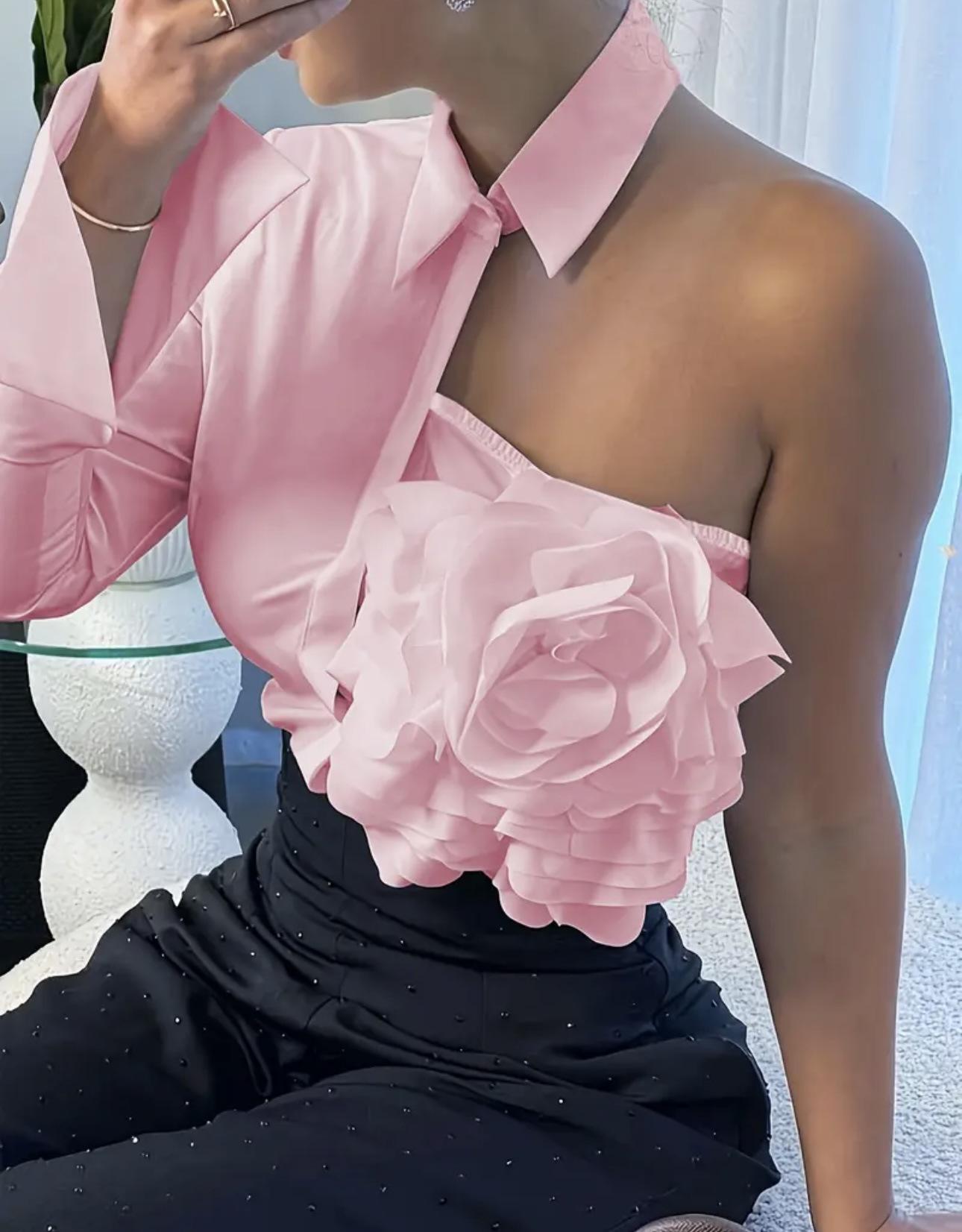 White Blouse With A One-shoulder TOP