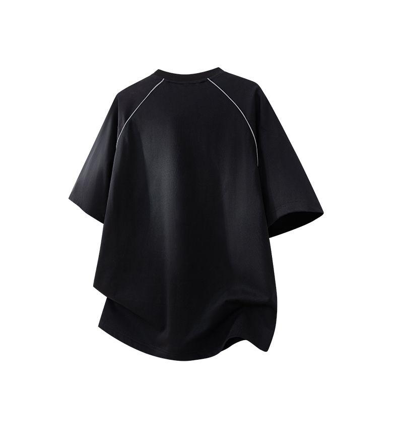 Men's Ultra Flow Short Sleeve T-Shirt for Summer, Raglan Sleeves, Visible Stitching, Letter Print, Loose Fit, Crew Neck — 26–366