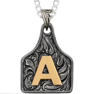 Initial Cow Tag Pendant | Western-Style Cow Tag Pendant