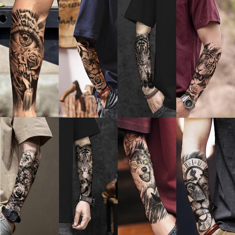 76 Sheets Large Black Temporary Tattoo Stickers, Forearm Design, Including Tribal Wolf, Tiger, Lion, Skull, Halloween Temporary Fake Tattoo Stickers, 12 Fake Tattoo Big Stickers for Arms, Chest and Shoulders for Men or Women, 64 Tiny Black Tattoo Stickers 76 Sheets Large Black Temporary Tattoo Stickers, Forearm Design, Including Tribal Wolf, Tiger, Lion, Skull, Halloween Temporary Fake Tattoo Stickers, 12 Fake Tattoo Big Stickers for Arms, Chest and Shoulders for Men or Women, 64 Tiny Black Tattoo Stickers
