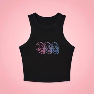 Skull Subtle Bisexual Micro Rib Racer Tank- Lgbtq Goth Punk Bi Gay Wlw Pride Flag Parade Y2k Women's Sapphic Crop Top Baby Tee Gift For Her