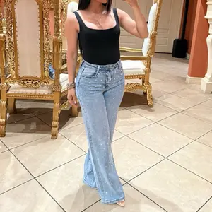 Arely Rhinestone Wide Leg Jeans