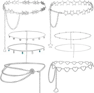 8Pcs Waist Chain Belt Dress Belts Jeans Pants Pocket Waist Multi-Layer Hip Hop Y2k Multilayer Metal Wallet Chain - Home Improvement.