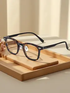 Unisex Retro Square Frame Glasses Tr Material, Minimalist Style, Metal Spring Hinge, Silicone Nose Pad, Perfect for Beach Wedding Party