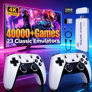 2026 Retro Game Console, 128GB Supports Up to 40,000+ Games & 23+ Emulators, 2 Wireless Controllers, Plug & Play Video Gamepad for Family