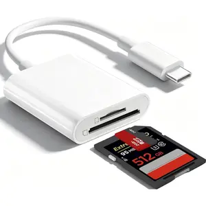 USB C SD Card Reader for  17/16/15/iPad/MacBook/,  USB-C Type C SD Reader 2 Slots Supports SD and MicroSD Memory Card Adapter Digital Camera Adapter Trail Viewer, Plug and Play