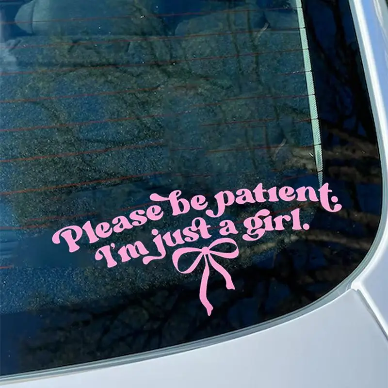 Please Be Patient I'm Just A Girl & Bowknot Pattern Car Sticker, Cute Decal, Fashion Car Exterior Decorative Sticker, Car Accessories