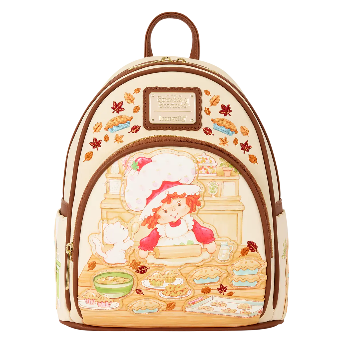 Loungefly Strawberry Shortcake Fall Baking Themed Printed Mini Backpack, Functional Luggage Bag, Graphic Backpacks
