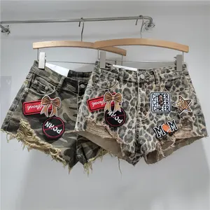 Trend fashion - Personalized Leopard Print High Waist Denim Shorts Women's Summer Fashion A Word Rough Edge Wide Leg Jeans Hot Pants