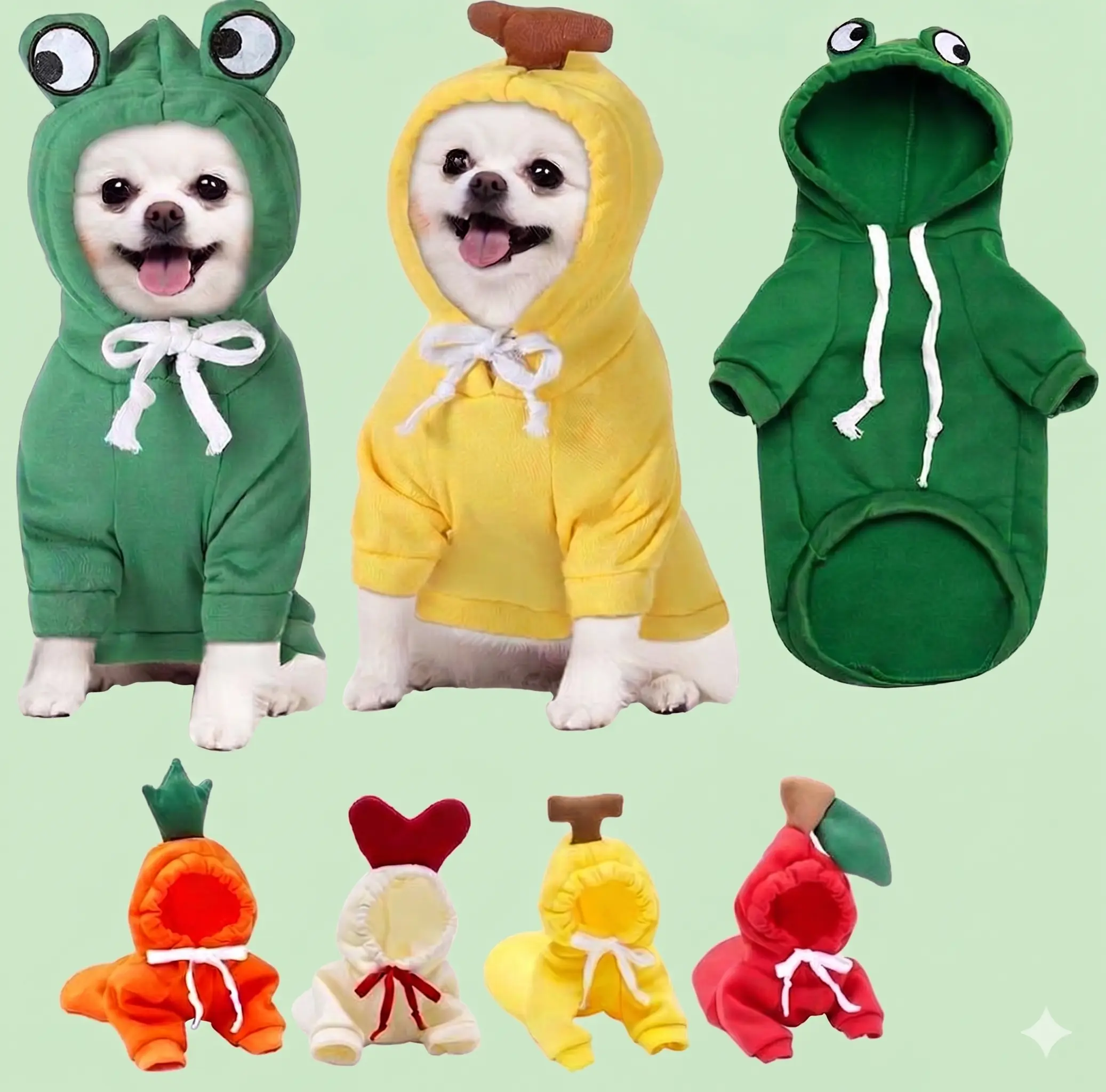 Cute Fruit Dog Hoodie for Small Dogs - Warm Fleece Puppy Clothes for Winter, Funny Pet Costume for Frenchie, Chihuahua & Cats