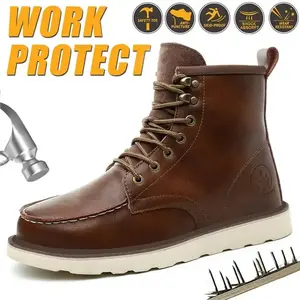 Men's Breathable Work Safety Boots Anti-Slip with Steel Toe Protection Closed-Style Boots Anti-Crushing Anti-Puncture Features Suitable for All Seasons