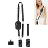 Adjustable Fabric&Leather Mobile Phone Lanyard - Crossbody Neck Strap with Wallet, Clip-On Go Strap, Universal Smartphone Accessory for Travel, Running, Ideal Mother's Day Gift for Any Phone