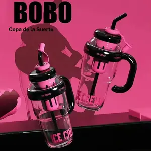 2026 New 1200ML Thermal Mug with Tea Infuser and Straw, Large Handle, High Capacity, Cute, Dustproof, Summer Mug for Women and Students, Large Mug, Ice King Lucky Mug，Includes a tea spout and tea container