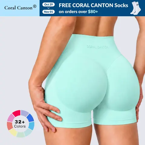 Coral Canton Women's Seamless High-Waisted Active Compression Shorts - Butt Lifting, Tummy Control, Stretchy, Breathable, Figure-Flattering for Summer Gym Workout & Training, SohoChic,outdoorfun