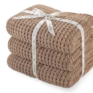 blunique Waffle Knit Twin Blanket, Luxury Cozy Chunky Knit Twin Blanket for Couch,  Thick Ultra-Soft Feather Yarn Knitted Blankets for Sofa, Bed, Home Decor