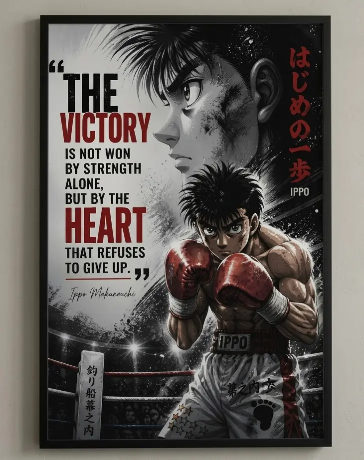 Hajime no Ippo Anime Canvas Poster | Premium Eco-Friendly Boxing Wall Art | Sleek Black Framed & Unframed | Ippo Makunouchi Gym Motivation Aesthetic Room Decor Gift