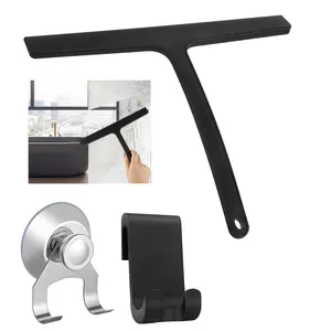 Shower Squeegee for Glass Doors,Silicone Shower Squeegee Glass Cleaner Tool Holder,All Purpose Squeegee with Hook for Shower Doors, Windows, Mirrors, Tiles and Car Glass-9 Inch