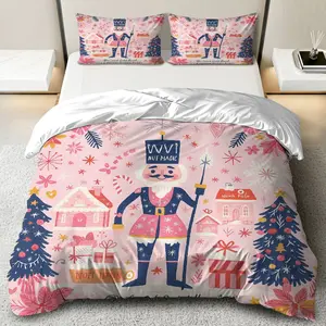 3PCS Duvet Cover Set, 1 Duvet+2 Pillowcases (Without filler), Nutcracker Christmas Winter Fantasy Holiday theme, Christmas bedding set, Festive Nutcracker Decor Suitable for decoration Bedroom, Guest Room, Living Room, Hotel.