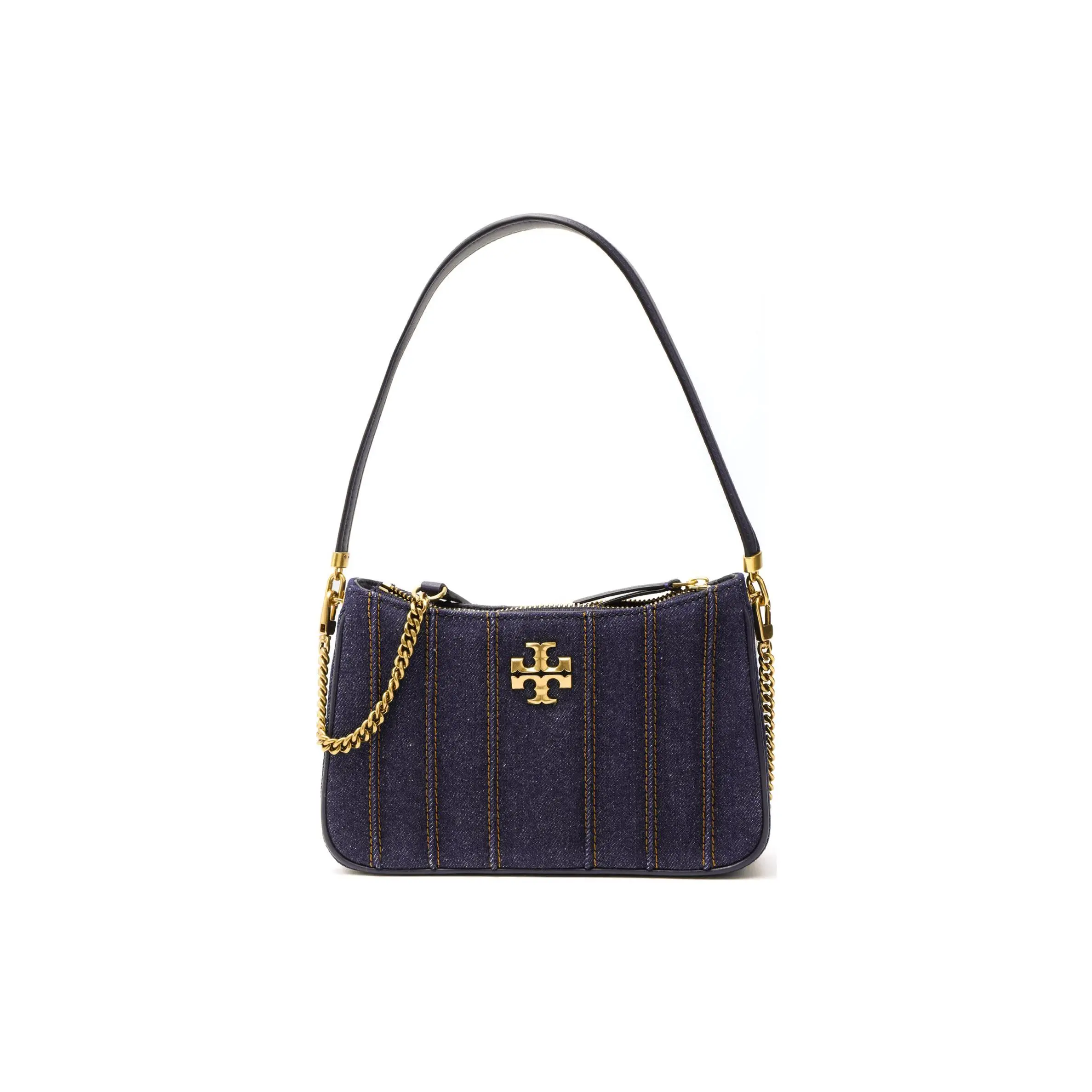 Women's Tory Burch Kira Mini Denim Shoulder Purse - Navy Blue Underarm Bag, Daily Use Purse