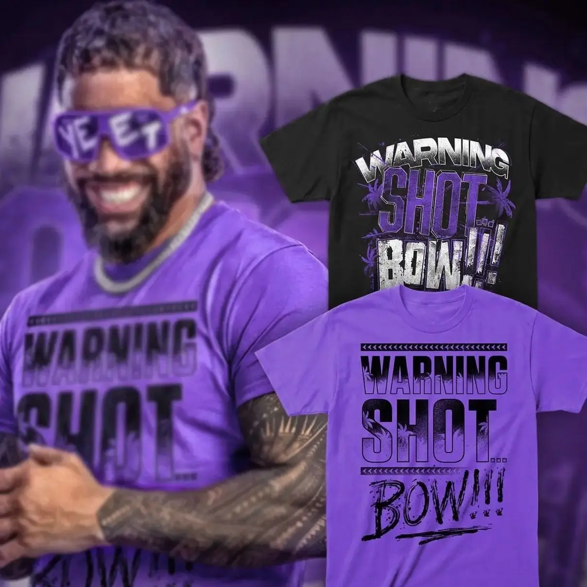 [WWE] Black And Purple Jey Uso Warning Shot T-Shirt,  Retro WWE Graphics Tee, Wrestling Shirt, Gift For Fan , For Men And Women