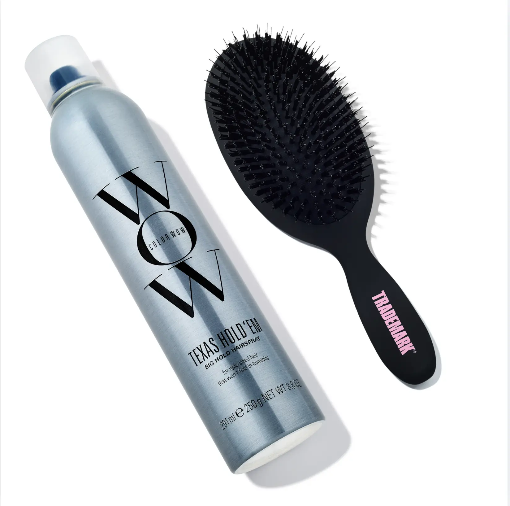 Trademark Smooth Hair Brush + Texas Extra Strong Hairspray Color Wow, Updo Bundle - Black