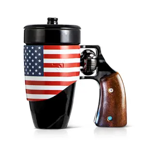 Coffee Mugs For Men  Ceramic Novelty Funny Cup Revolver Birthday Gifts Father Black Cool Mug Fathers Day Dad Gifts(16 Oz Flag)